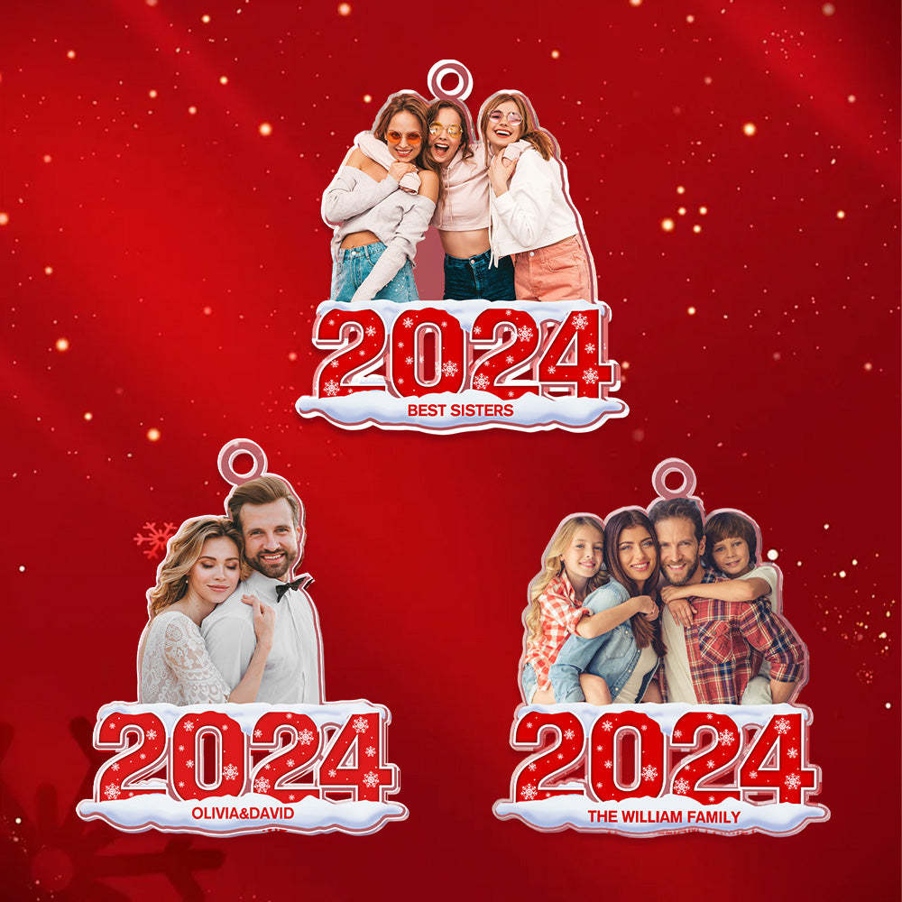 Custom Photo Christmas Ornament 2024 Acrylic Ornament Christmas Gift for Family or Friend - auphotoblanket