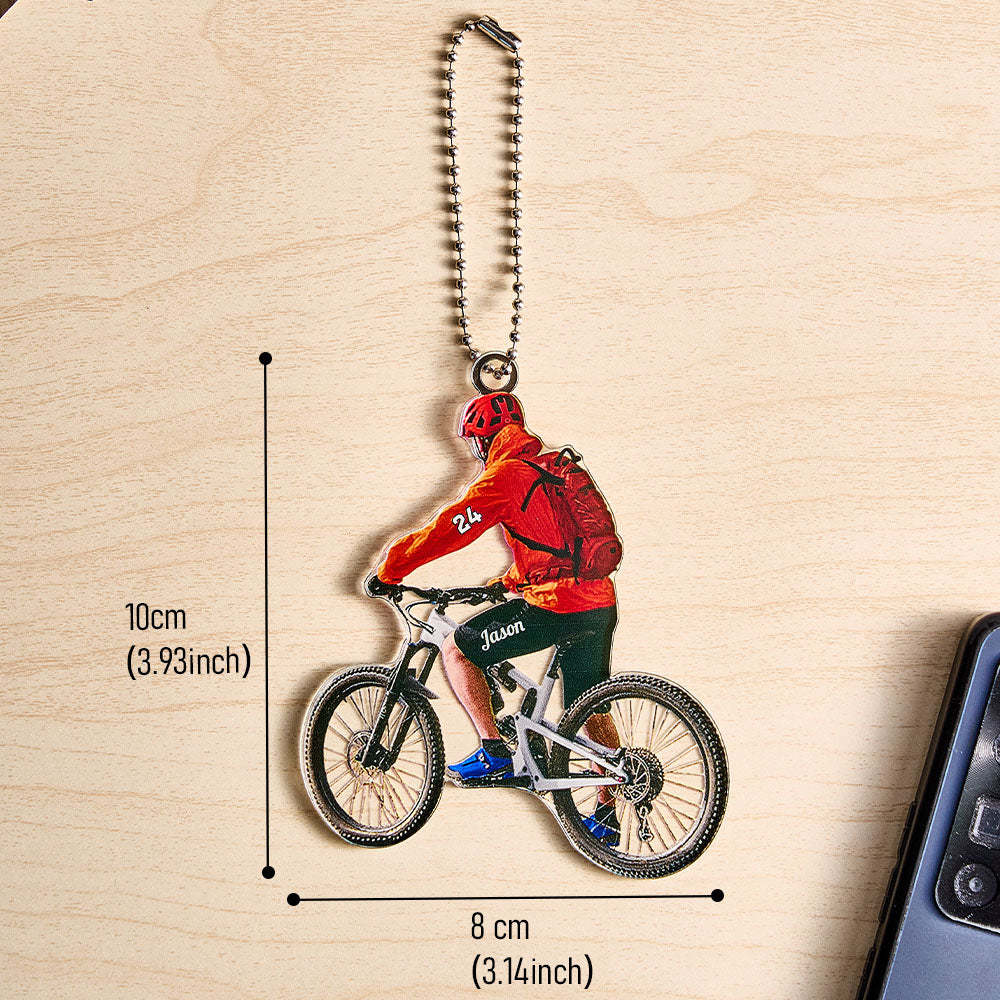 Personalized Mountain Biking Ornament with Name Acrylic Biker Ornament Gift for Cycling Lover - auphotoblanket