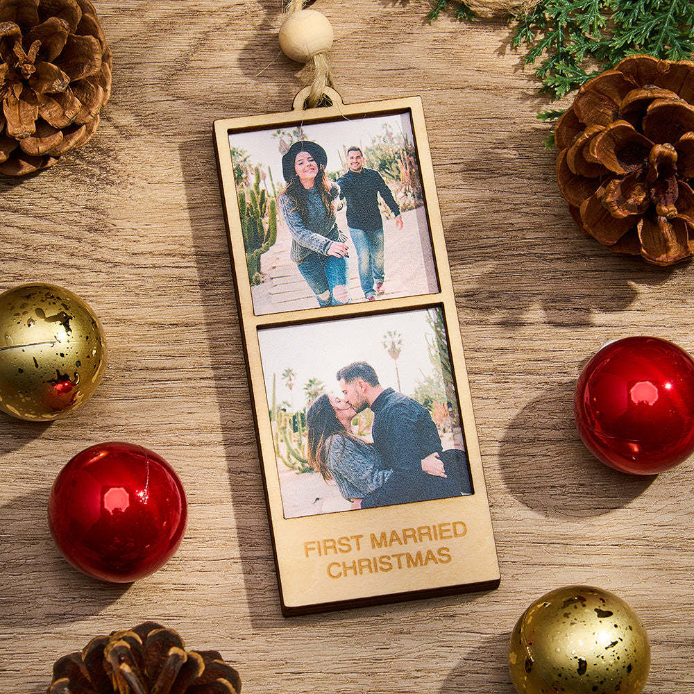 Personalized Photo Christmas Ornament Wooden Frame Ornament for Christmas Gifts - auphotoblanket