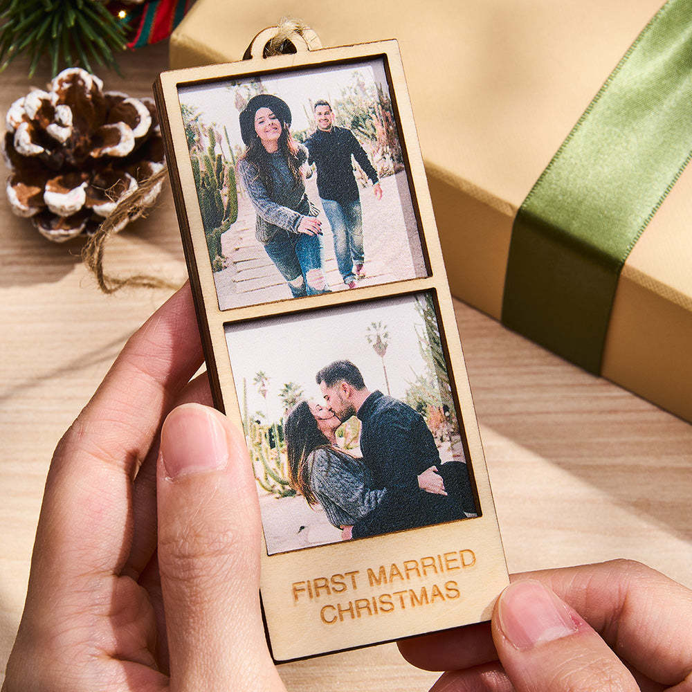Personalized Photo Christmas Ornament Wooden Frame Ornament for Christmas Gifts - auphotoblanket