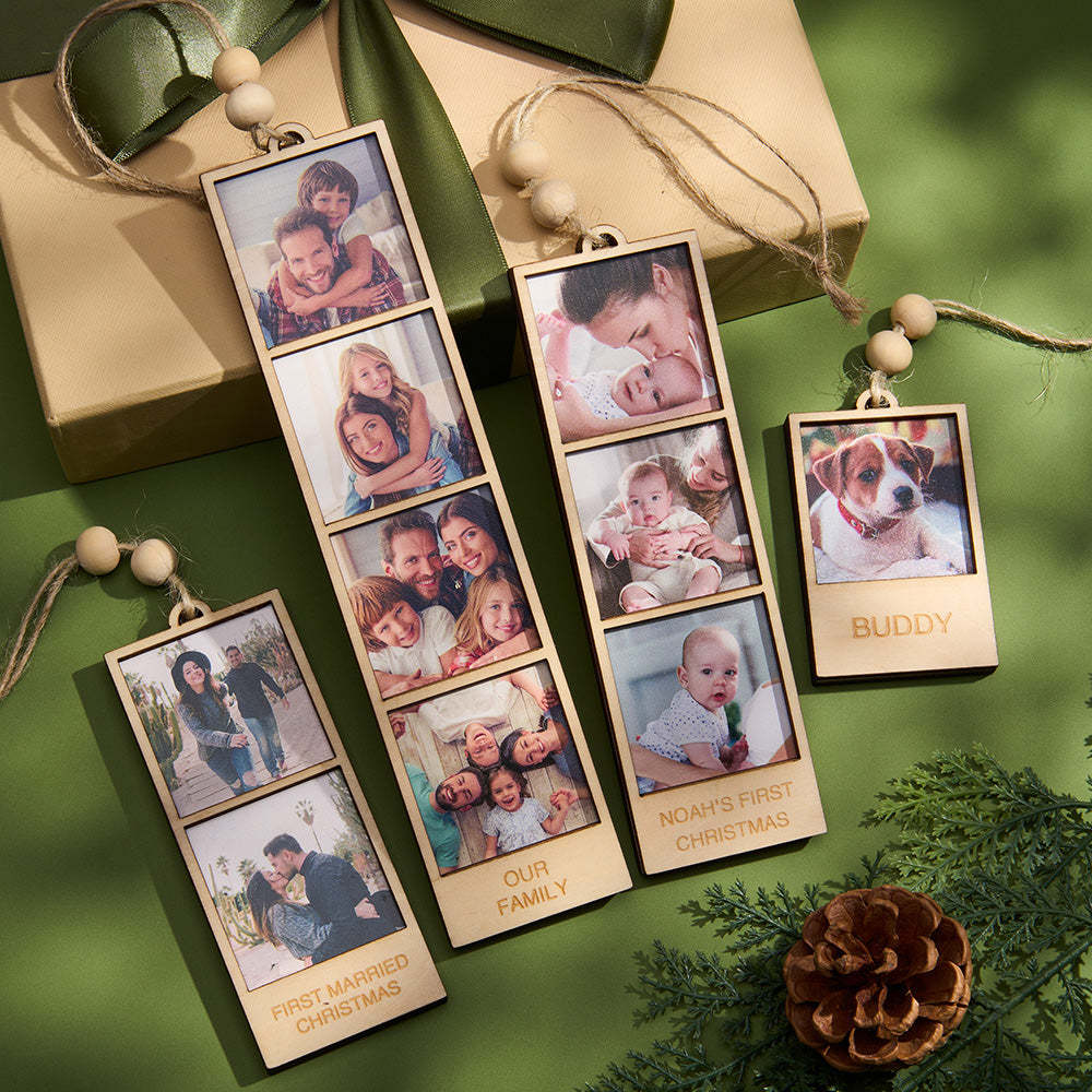 Personalized Photo Christmas Ornament Wooden Frame Ornament for Christmas Gifts - auphotoblanket