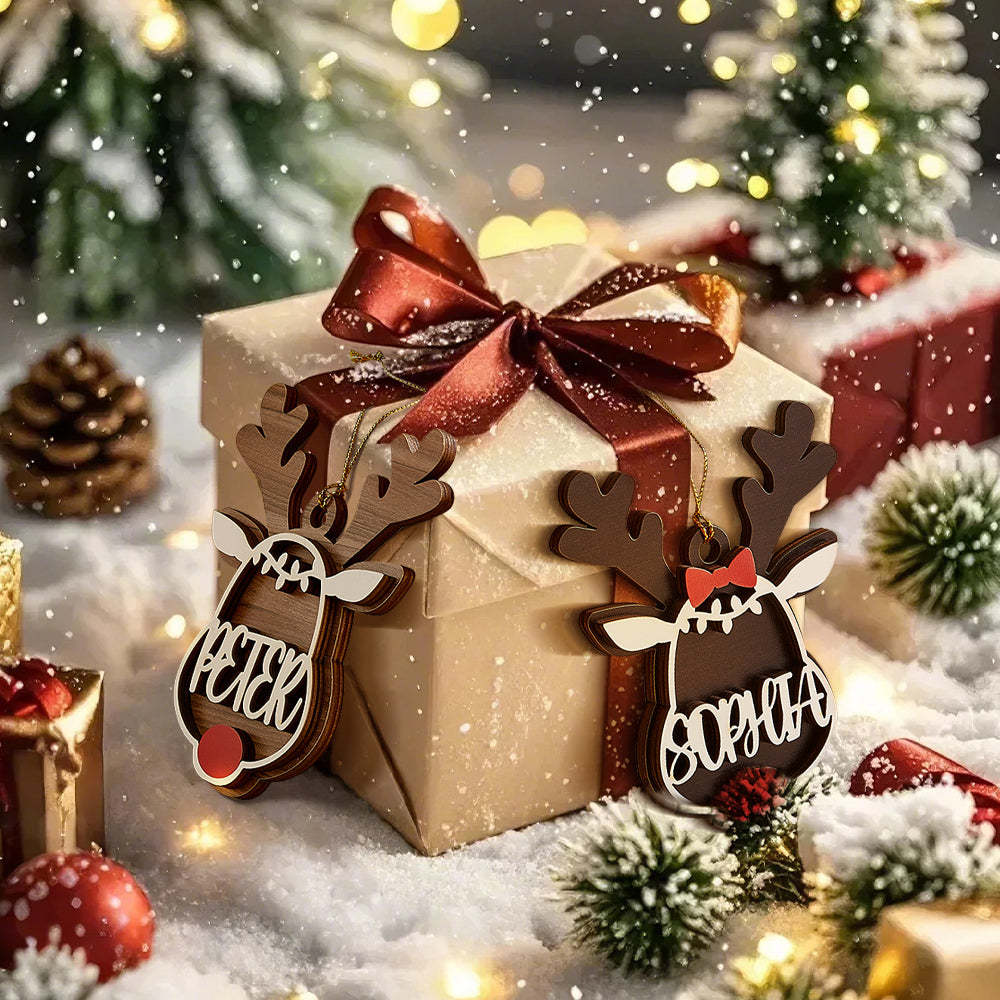 Personalized Reindeer Ornament with Name Christmas Tree Decorations Gift - auphotoblanket