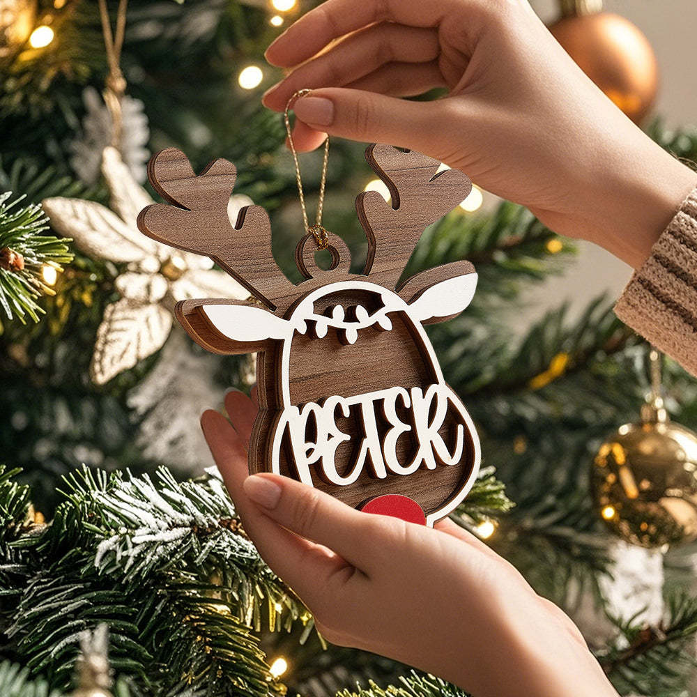 Personalized Reindeer Ornament with Name Christmas Tree Decorations Gift - auphotoblanket