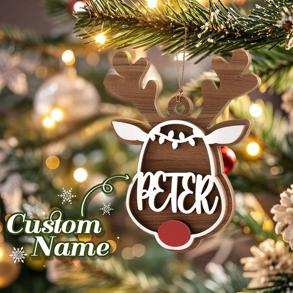 Personalized Reindeer Ornament with Name Christmas Tree Decorations Gift - auphotoblanket