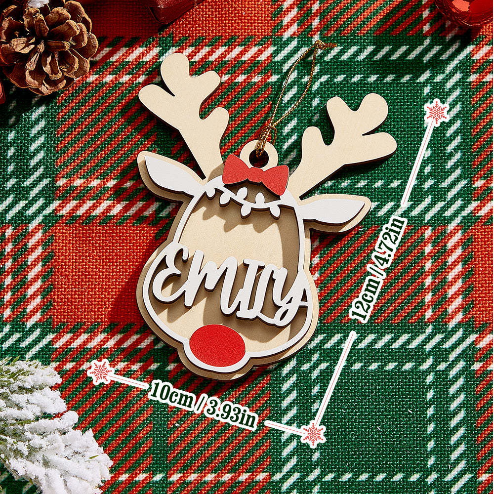 Personalized Reindeer Ornament with Name Christmas Tree Decorations Gift - auphotoblanket