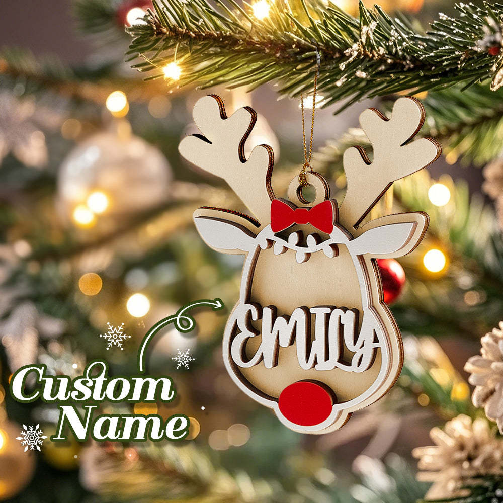 Personalized Reindeer Ornament with Name Christmas Tree Decorations Gift - auphotoblanket