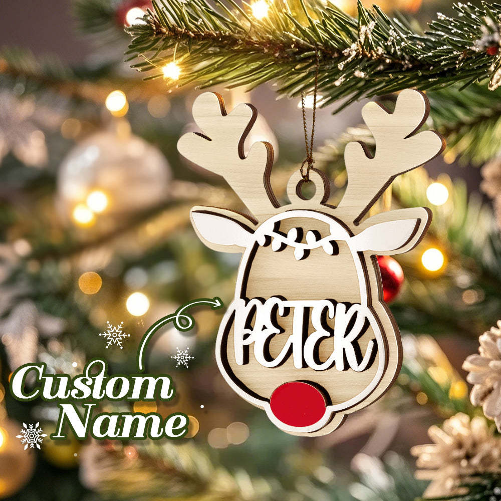 Personalized Reindeer Ornament with Name Christmas Tree Decorations Gift - auphotoblanket