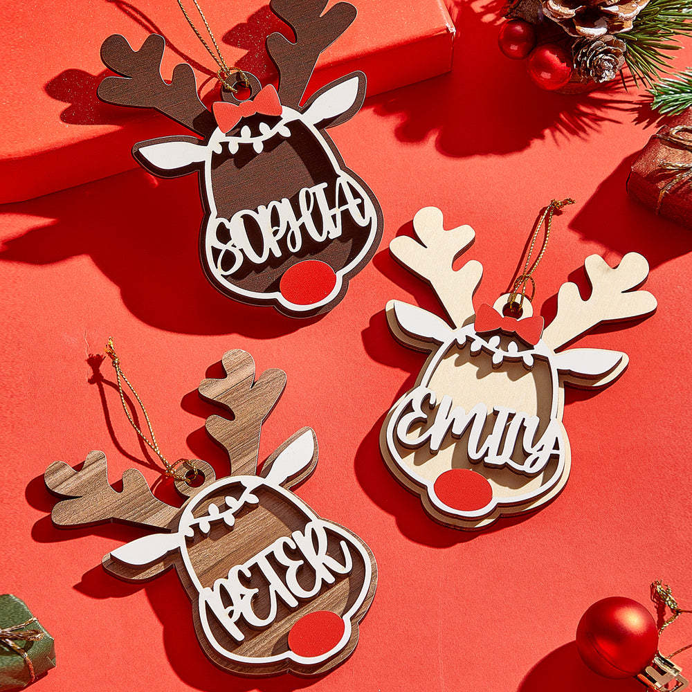 Personalized Reindeer Ornament with Name Christmas Tree Decorations Gift - auphotoblanket