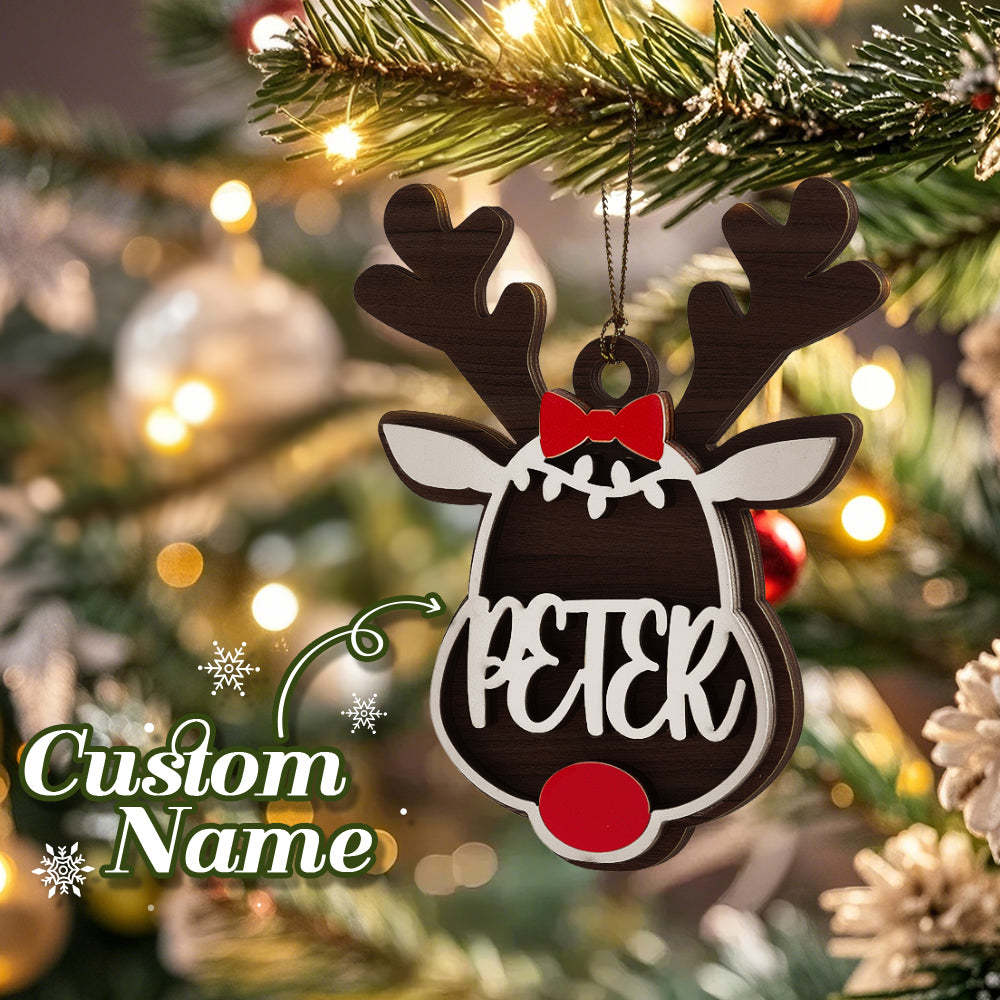 Personalized Reindeer Ornament with Name Christmas Tree Decorations Gift - auphotoblanket