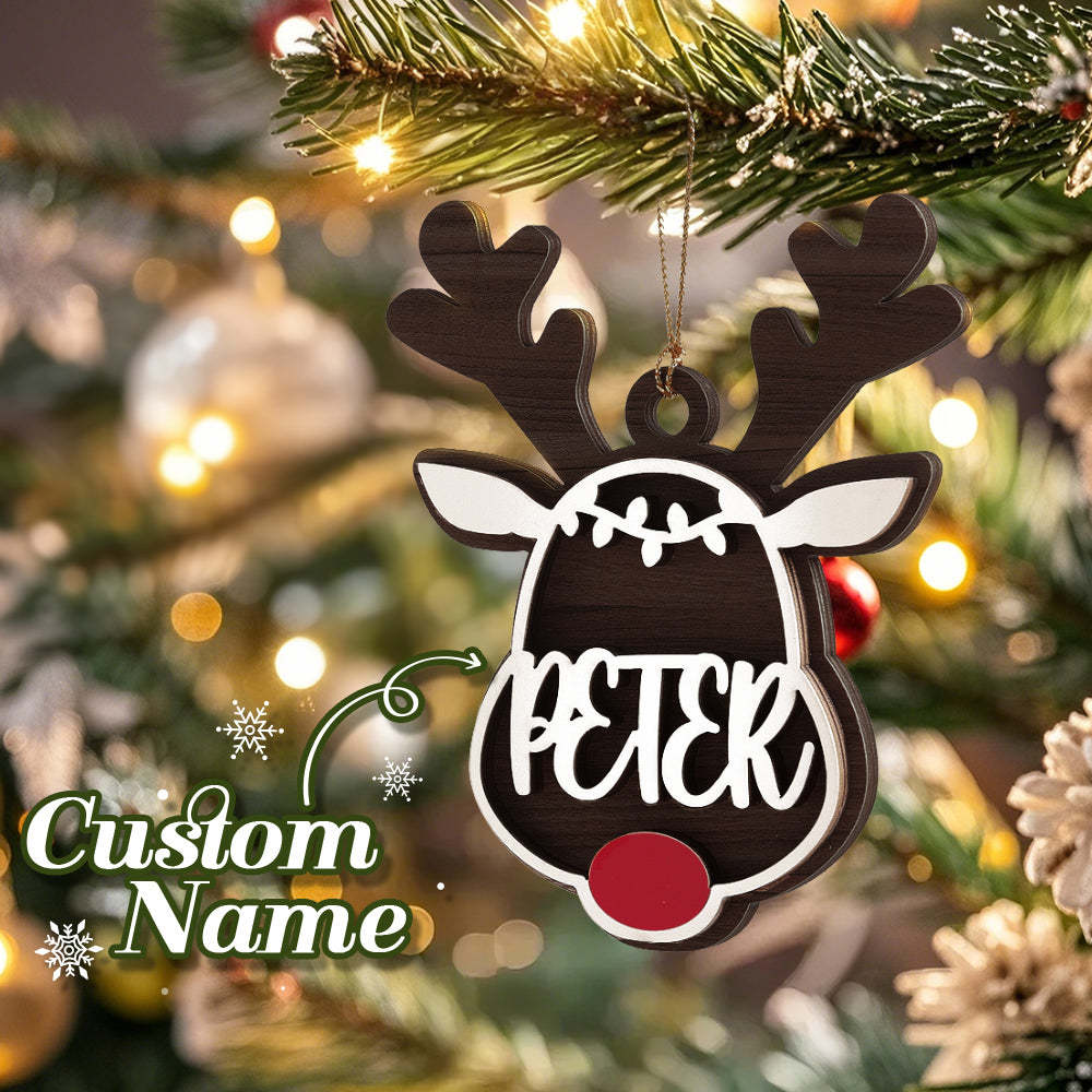 Personalized Reindeer Ornament with Name Christmas Tree Decorations Gift - auphotoblanket