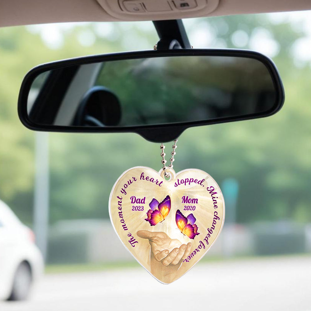 Personalized Butterfly Car Ornament with Name Heart Memorial Ornament Gift