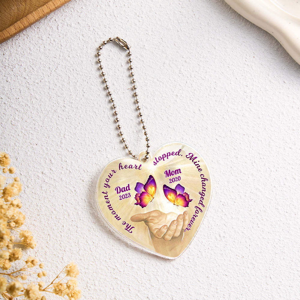 Personalized Butterfly Car Ornament with Name Heart Memorial Ornament Gift - auphotoblanket