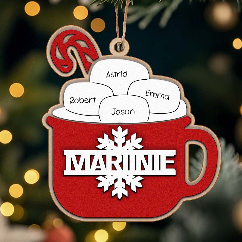 Personalized Family Hot Cocoa Ornament with Name Christmas Ornament for Family Gift - auphotoblanket