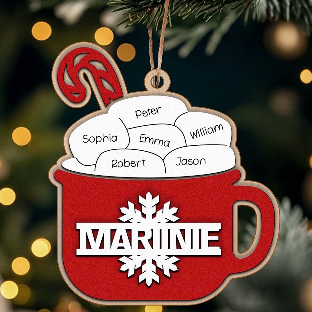 Personalized Family Hot Cocoa Ornament with Name Christmas Ornament for Family Gift - auphotoblanket