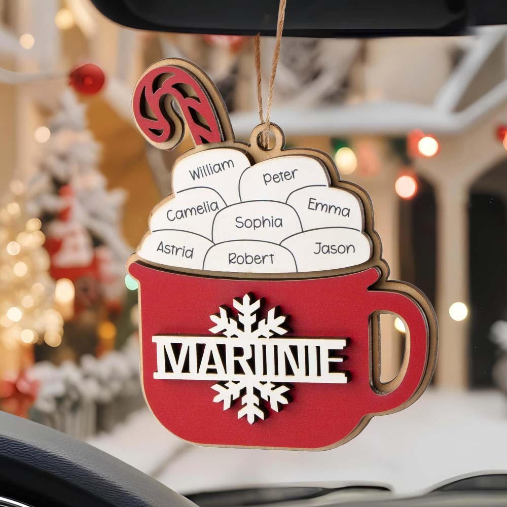 Personalized Family Hot Cocoa Ornament with Name Christmas Ornament for Family Gift - auphotoblanket
