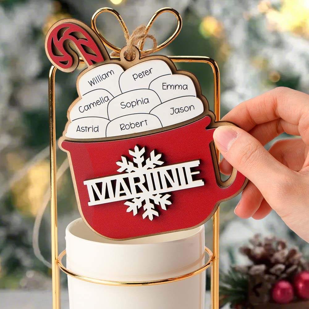 Personalized Family Hot Cocoa Ornament with Name Christmas Ornament for Family Gift - auphotoblanket