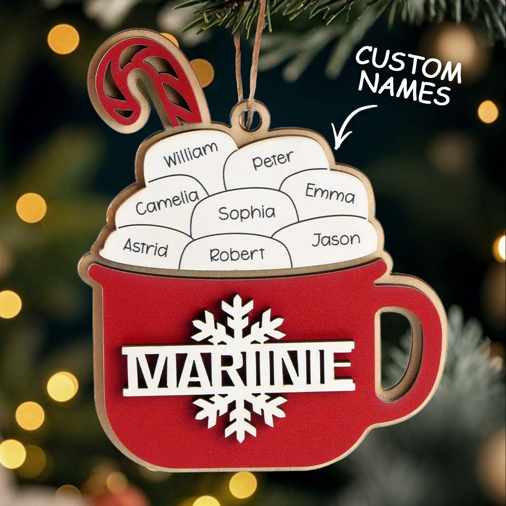 Personalized Family Hot Cocoa Ornament with Name Christmas Ornament for Family Gift - auphotoblanket