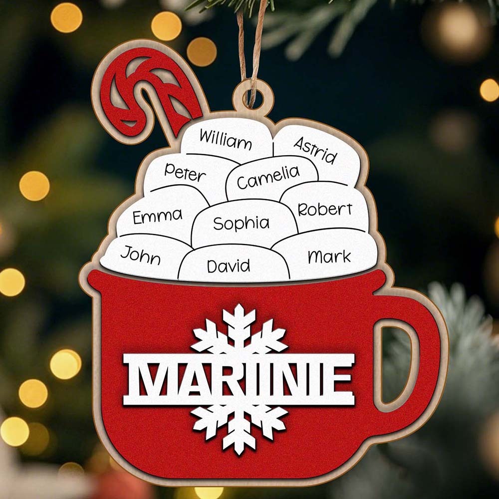 Personalized Family Hot Cocoa Ornament with Name Christmas Ornament for Family Gift - auphotoblanket