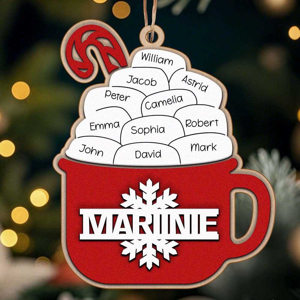 Personalized Family Hot Cocoa Ornament with Name Christmas Ornament for Family Gift - auphotoblanket