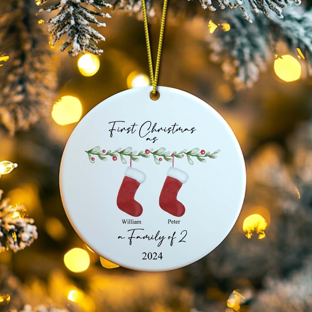 Personalised First Christmas as a Family Ornament with Family Name First Christmas Ornament - auphotoblanket