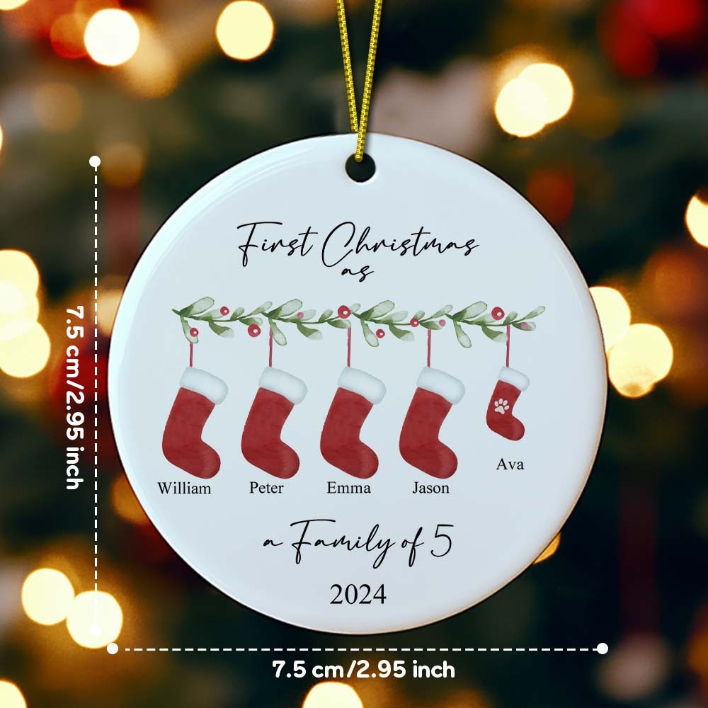 Personalised First Christmas as a Family Ornament with Family Name First Christmas Ornament - auphotoblanket