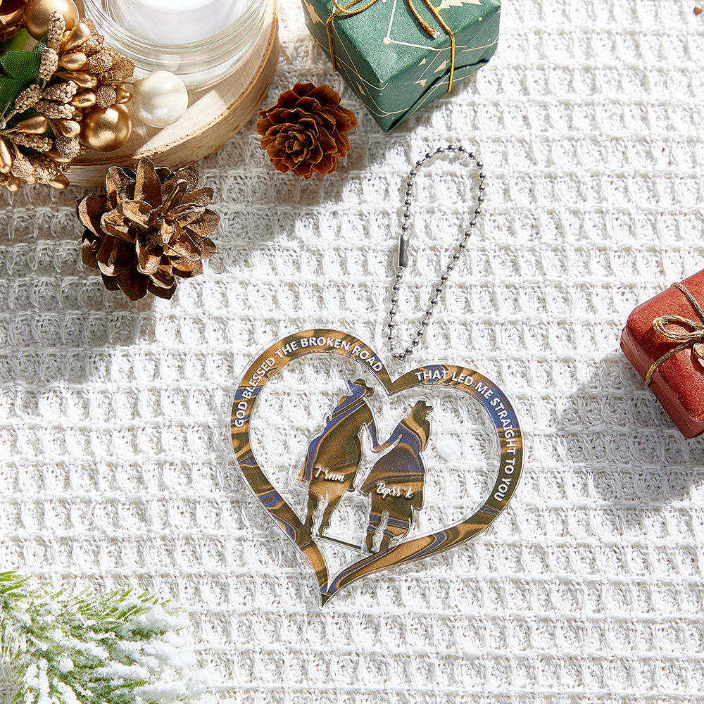 Personalized Cowboy And Cowgirl Holding Hands God Blessed Ornament Gift for Couples - auphotoblanket