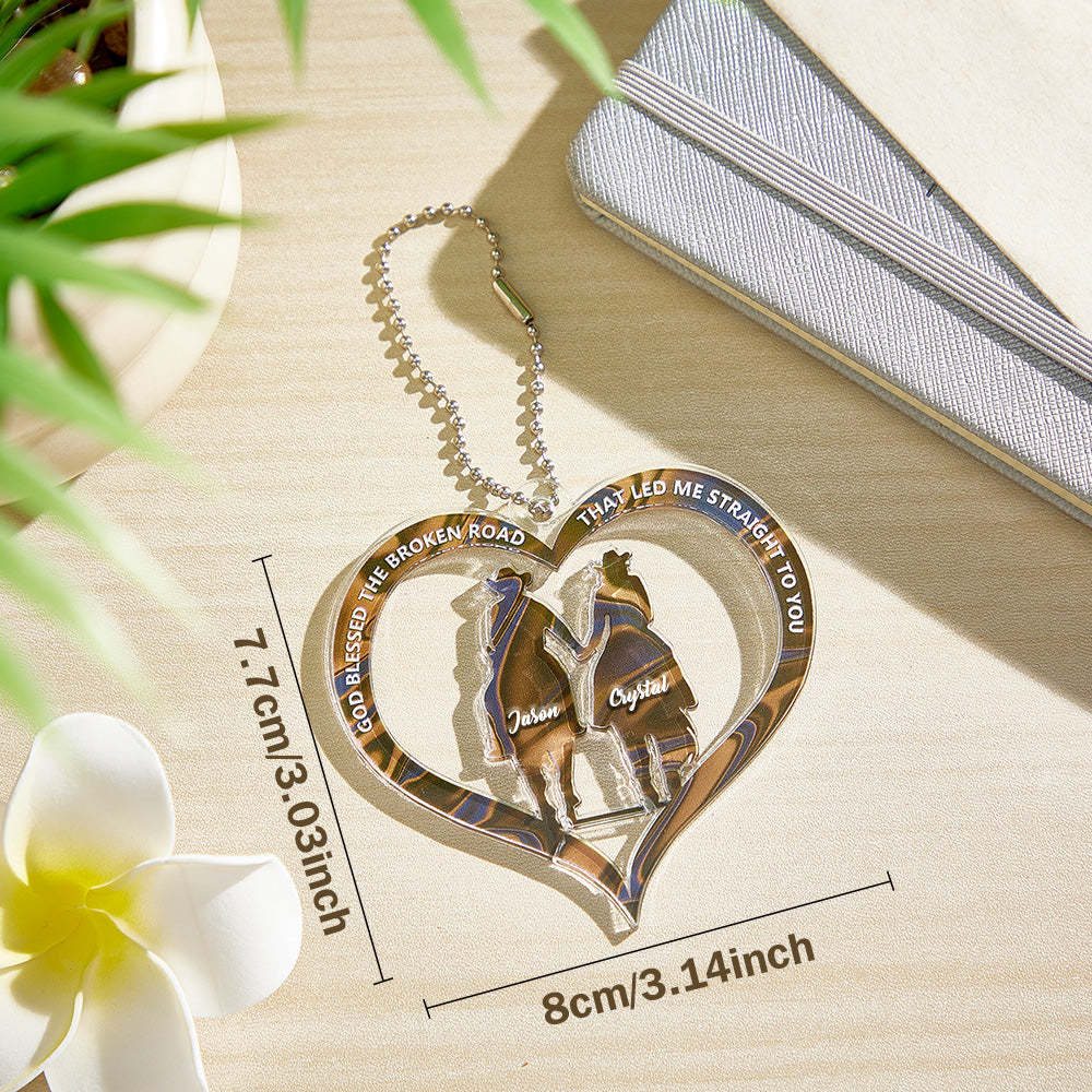 Personalized Cowboy And Cowgirl Holding Hands God Blessed Ornament Gift for Couples - auphotoblanket