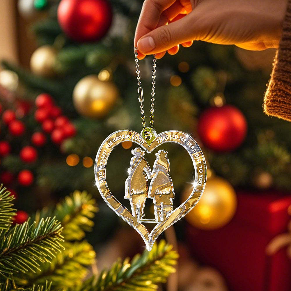 Personalized Cowboy And Cowgirl Holding Hands God Blessed Ornament Gift for Couples - auphotoblanket