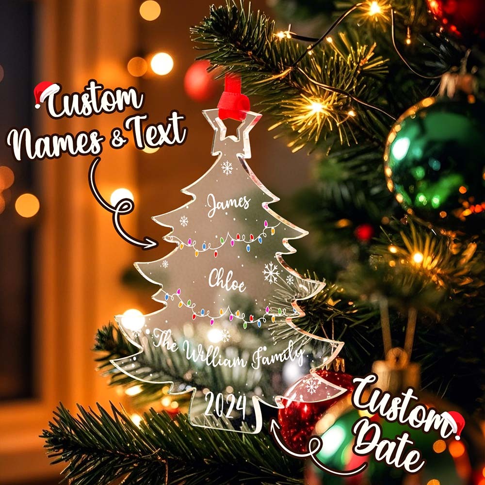Personalized Christmas Tree Ornament with Family Names Acrylic Ornament for Christmas Gifts - auphotoblanket