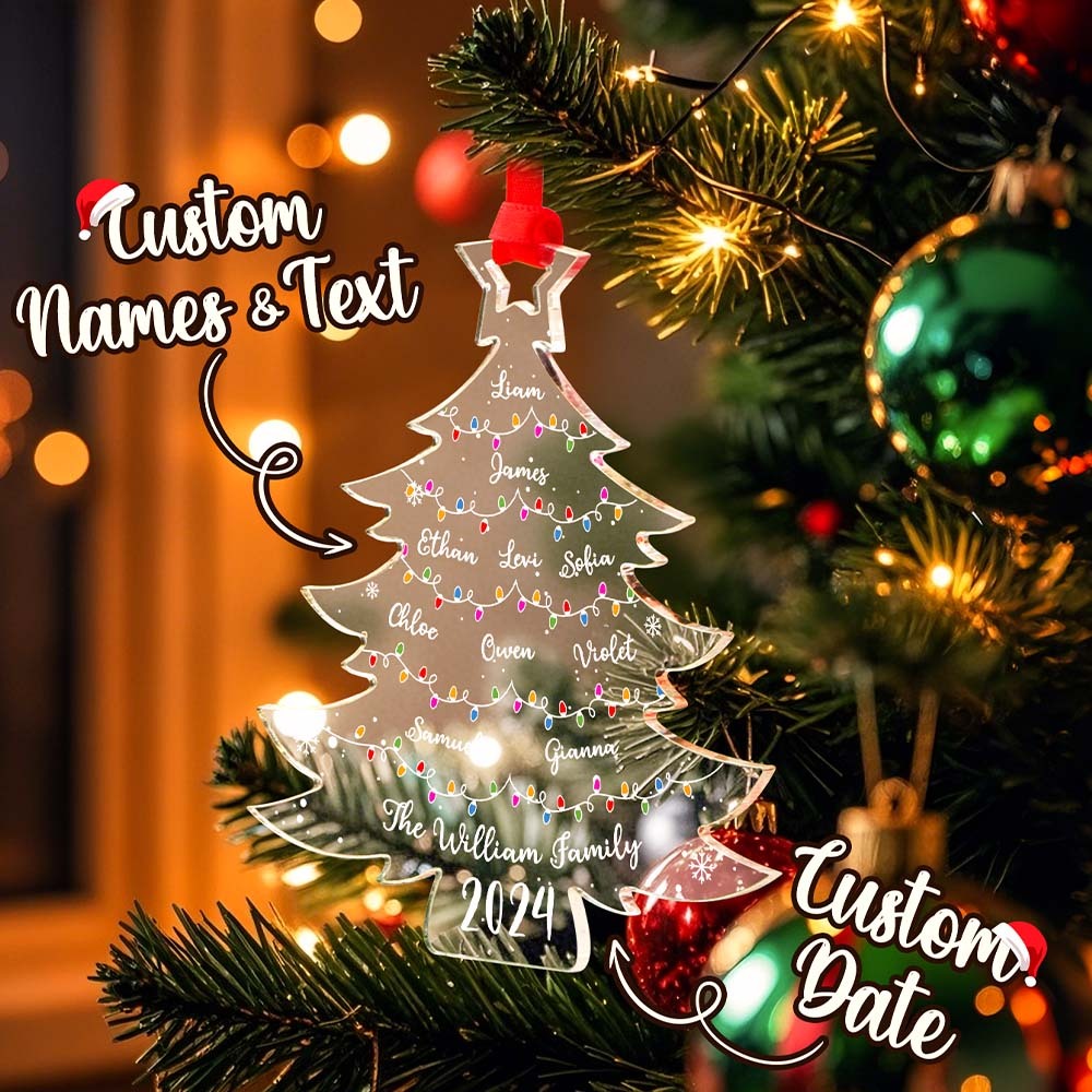 Personalized Christmas Tree Ornament with Family Names Acrylic Ornament for Christmas Gifts - auphotoblanket
