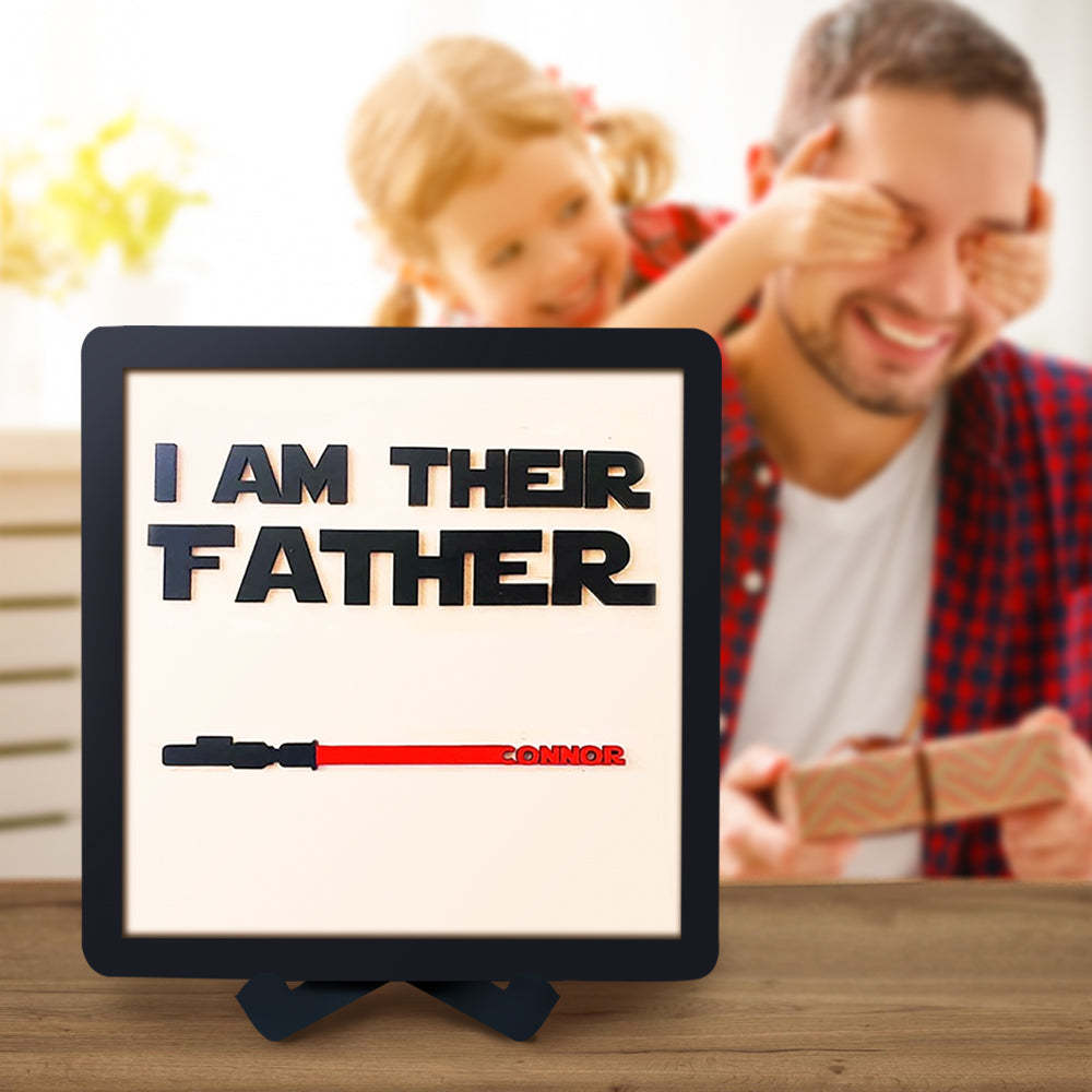 Personalized Light Saber I Am Their Father Wooden Sign  Gift for Father - auphotoblanket