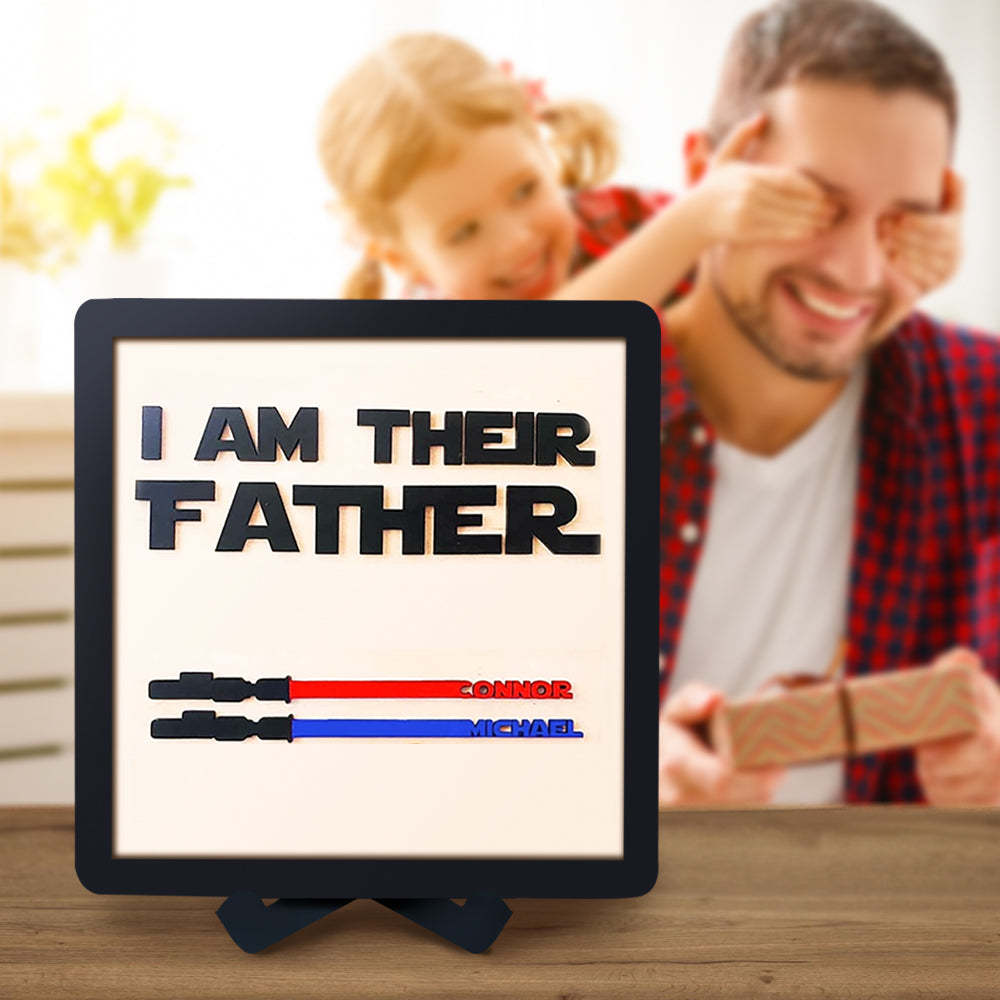 Personalized Light Saber I Am Their Father Wooden Sign  Gift for Father - auphotoblanket
