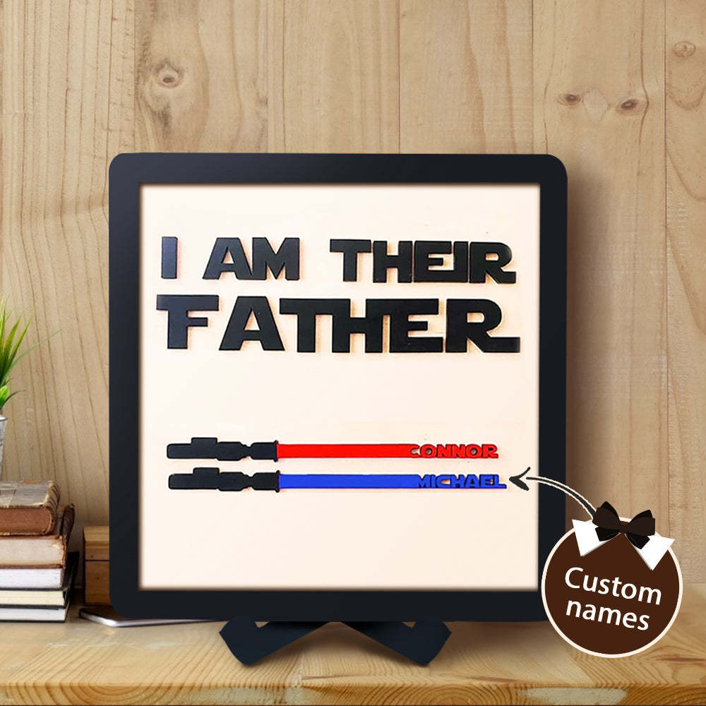 Personalized Light Saber I Am Their Father Wooden Sign  Gift for Father - auphotoblanket