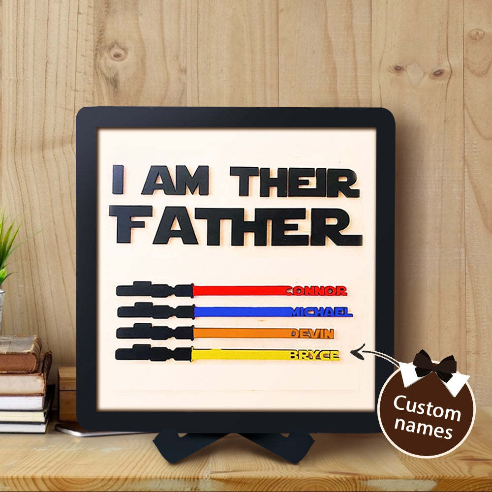 Personalized Light Saber I Am Their Father Wooden Sign  Gift for Father - auphotoblanket