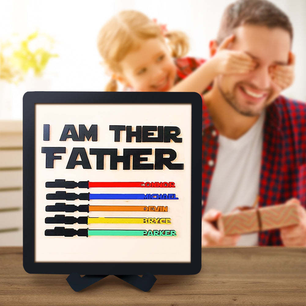 Personalized Light Saber I Am Their Father Wooden Sign  Gift for Father - auphotoblanket