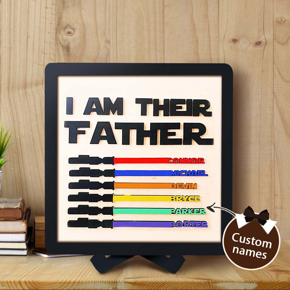 Personalized Light Saber I Am Their Father Wooden Sign  Gift for Father - auphotoblanket