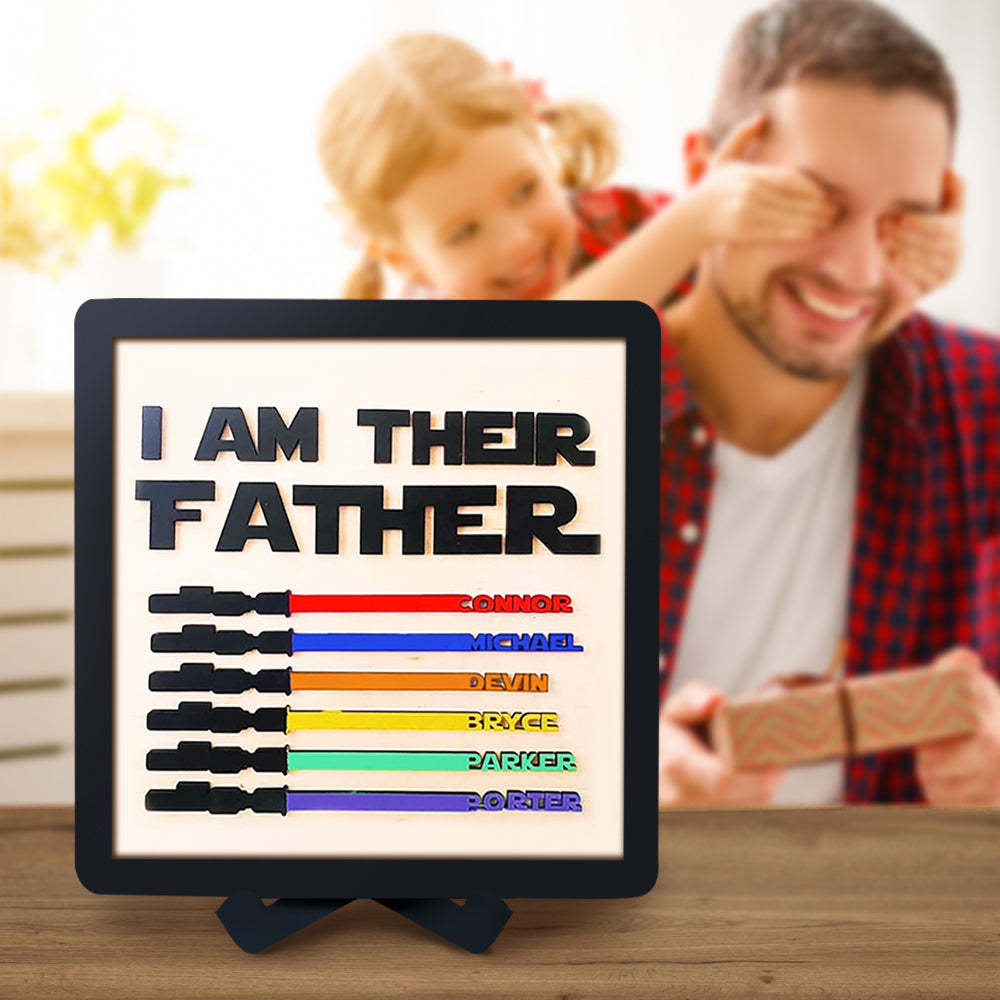 Personalized Light Saber I Am Their Father Wooden Sign  Gift for Father - auphotoblanket