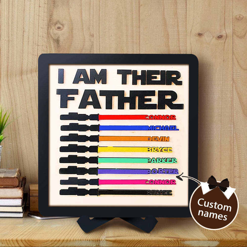 Personalized Light Saber I Am Their Father Wooden Sign  Gift for Father - auphotoblanket