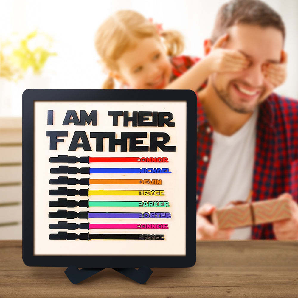 Personalized Light Saber I Am Their Father Wooden Sign  Gift for Father - auphotoblanket