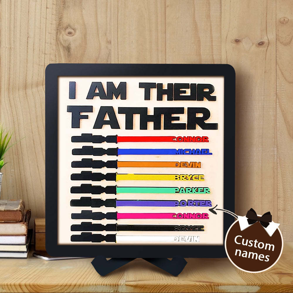 Personalized Light Saber I Am Their Father Wooden Sign  Gift for Father - auphotoblanket