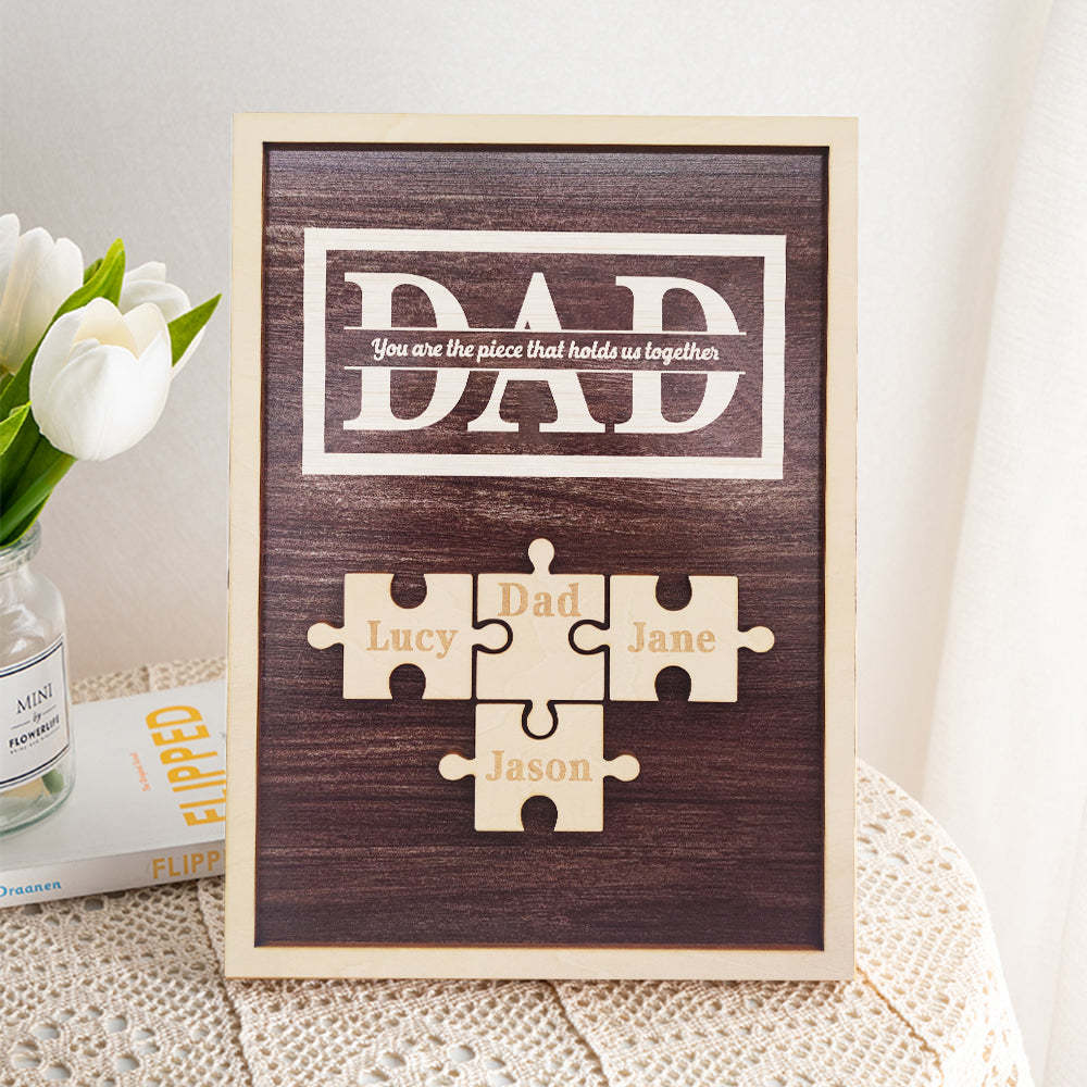 Personalized Dad Puzzle Plaque You Are the Piece That Holds Us Together Gifts for Dad - auphotoblanket