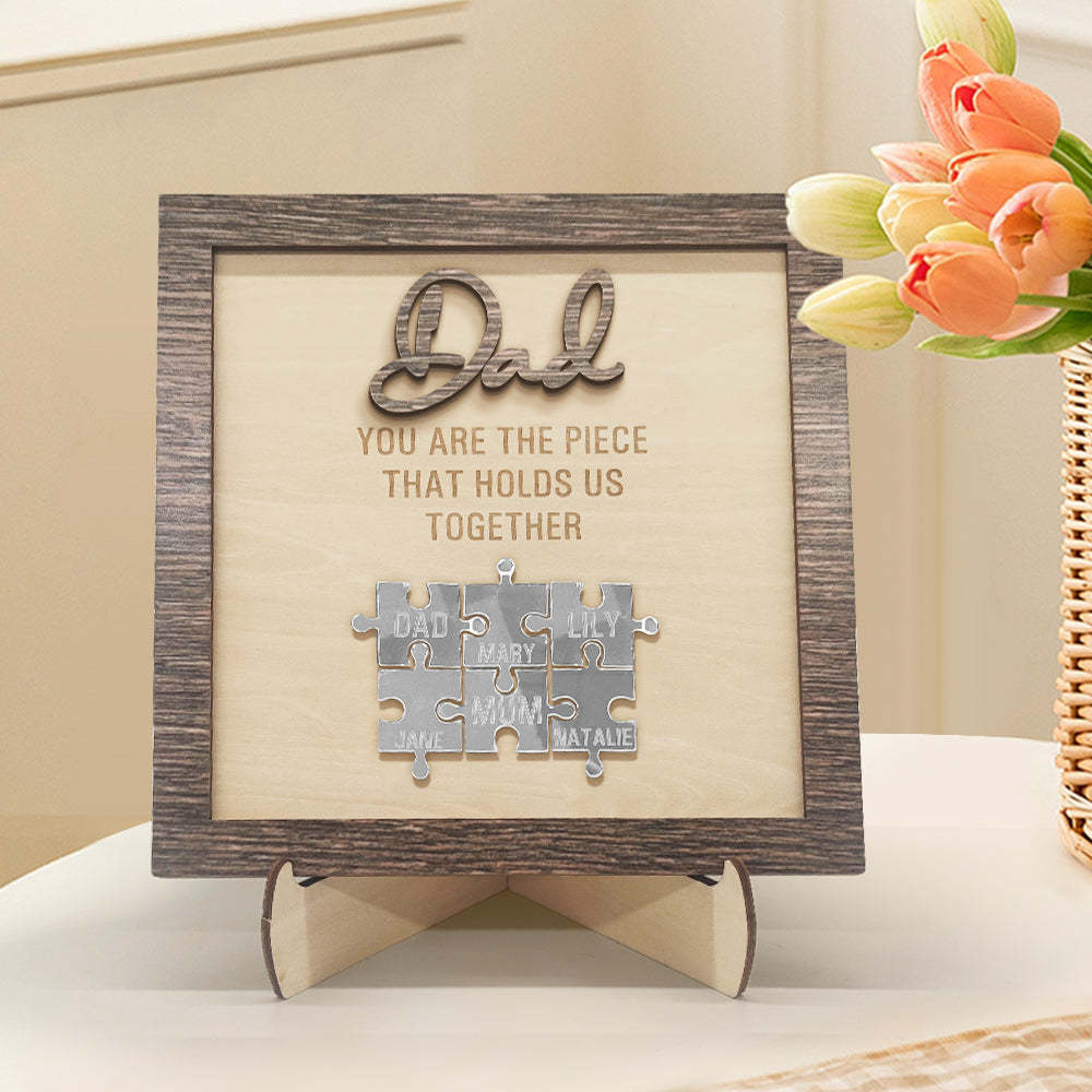 Personalized Dad Puzzle Plaque You Are the Piece That Holds Us Together Father's Day Gift - auphotoblanket