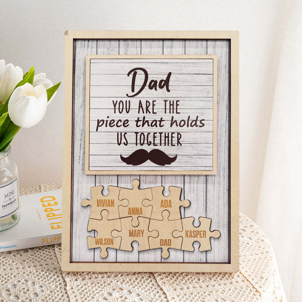 Personalized Dad Puzzle Beard Plaque You Are the Piece That Holds Us Together Gifts for Dad - auphotoblanket