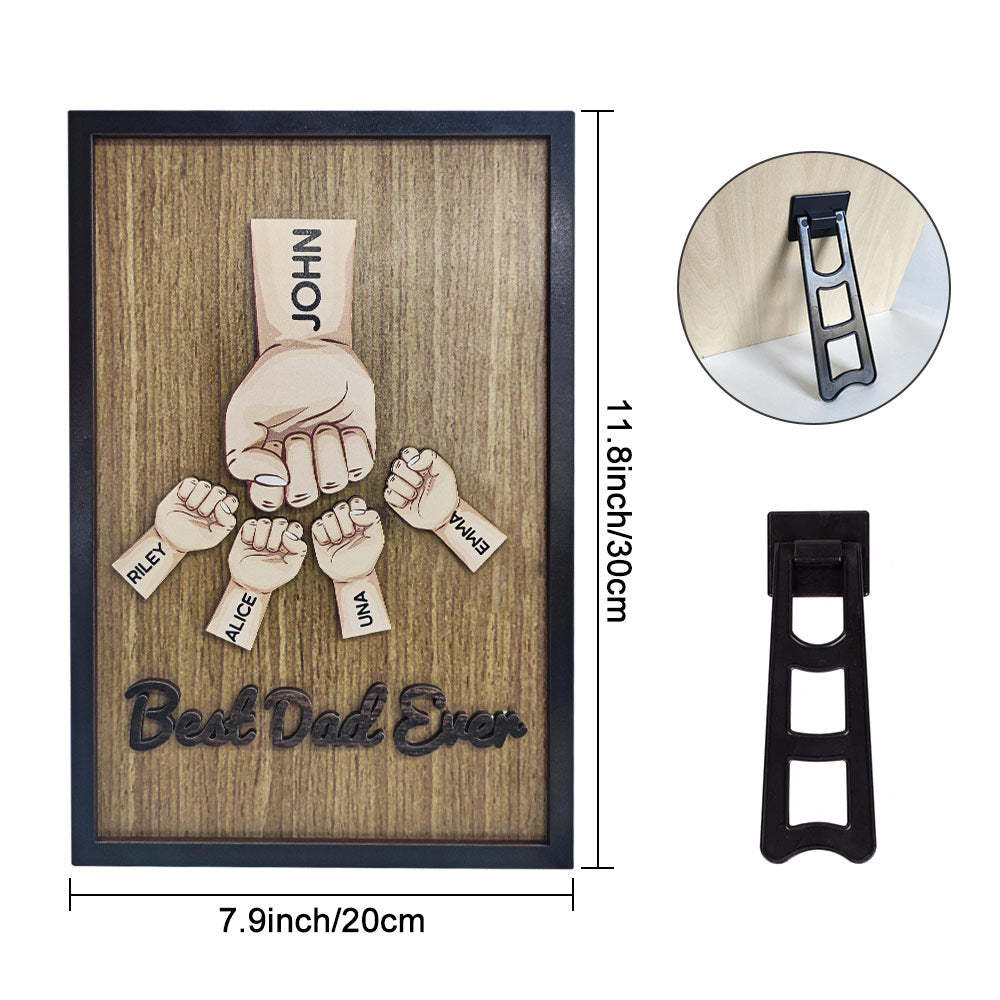Personalized Father's Day Fist Bump Sign with Name Wooden Plaque Decor Gift for Dad - auphotoblanket