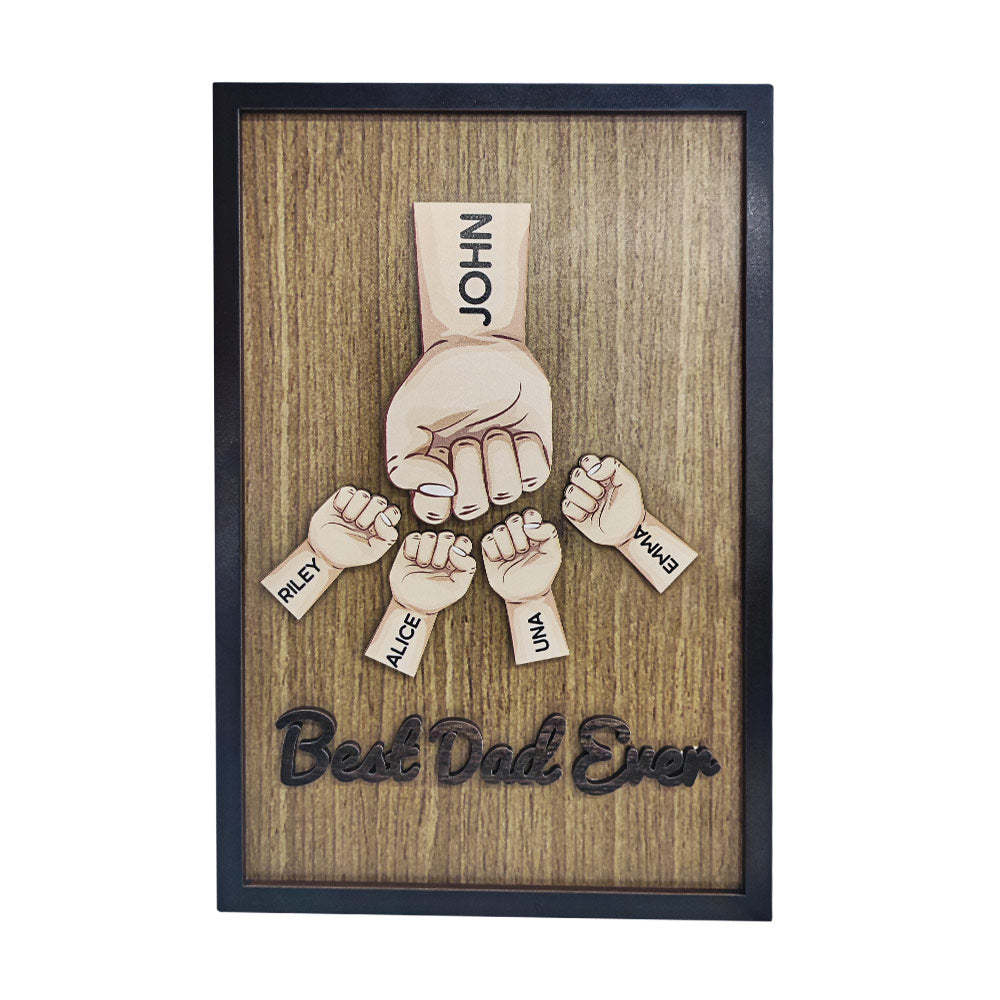 Personalized Father's Day Fist Bump Sign with Name Wooden Plaque Decor Gift for Dad - auphotoblanket