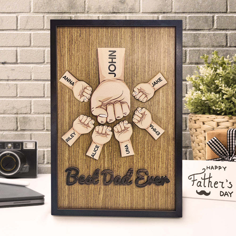 Personalized Father's Day Fist Bump Sign with Name Wooden Plaque Decor