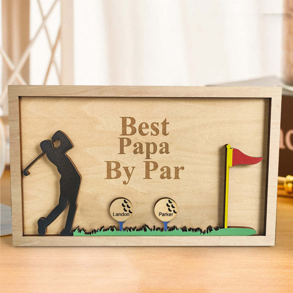 Personalized Father's Day Wooden Golf Sign Engraved Name Plaque Gift for Dad Grandpa - auphotoblanket