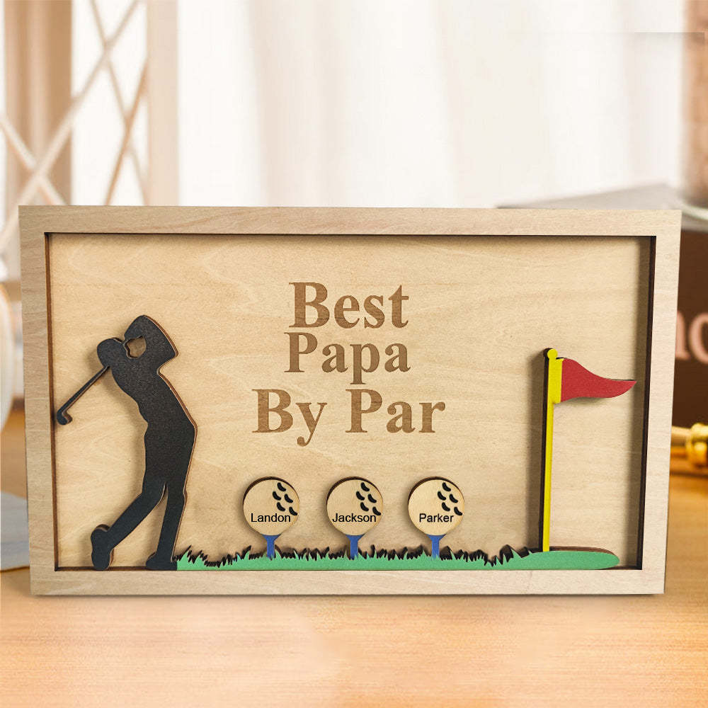 Personalized Father's Day Wooden Golf Sign Engraved Name Plaque Gift for Dad Grandpa - auphotoblanket