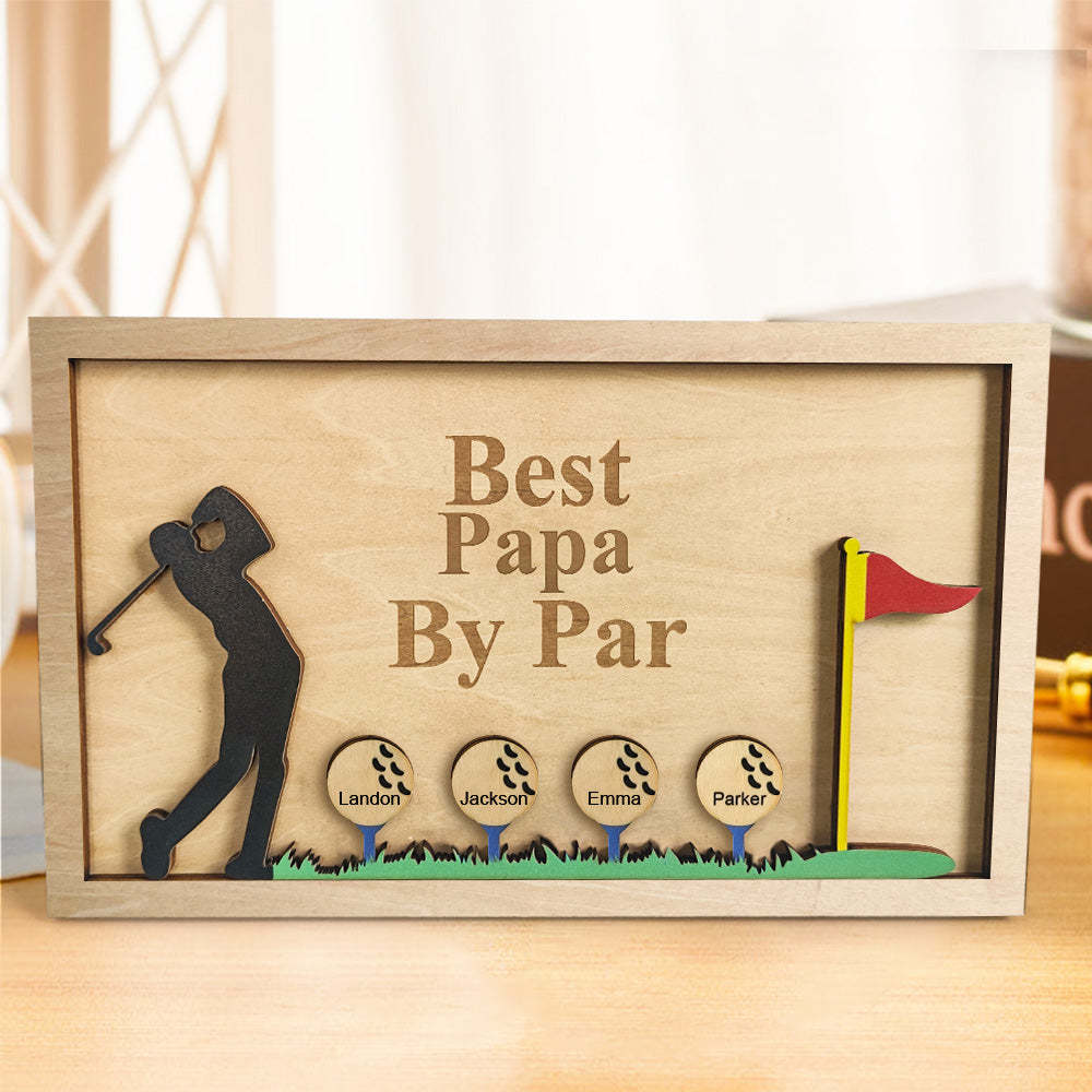 Personalized Father's Day Wooden Golf Sign Engraved Name Plaque Gift for Dad Grandpa - auphotoblanket