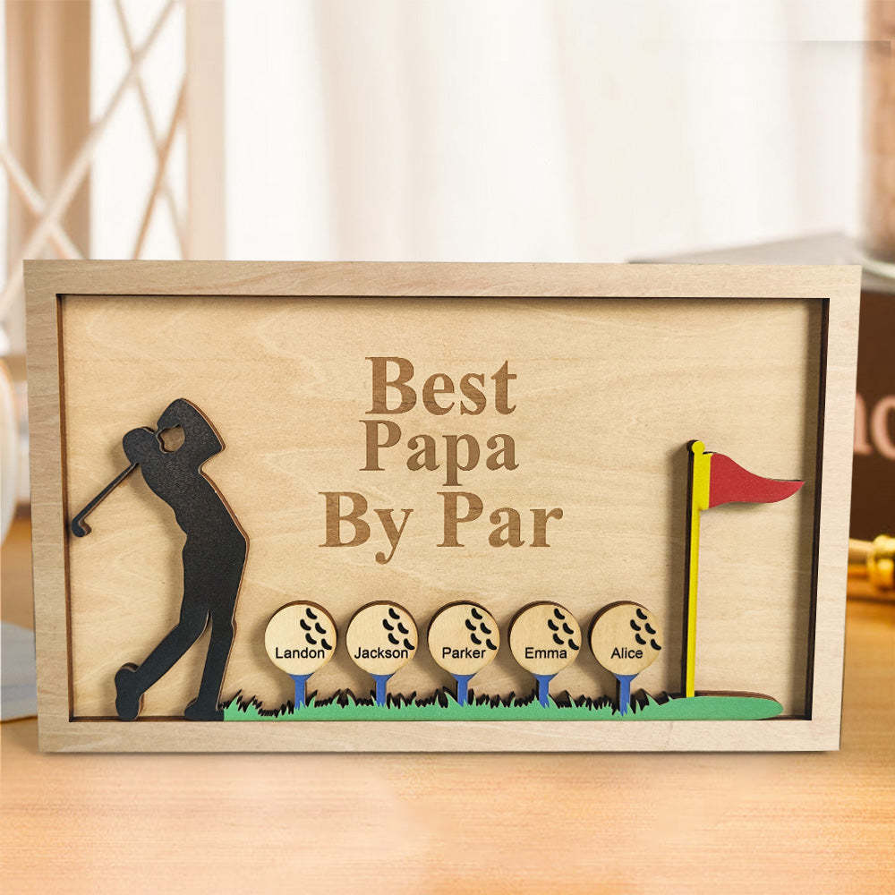 Personalized Father's Day Wooden Golf Sign Engraved Name Plaque Gift for Dad Grandpa - auphotoblanket
